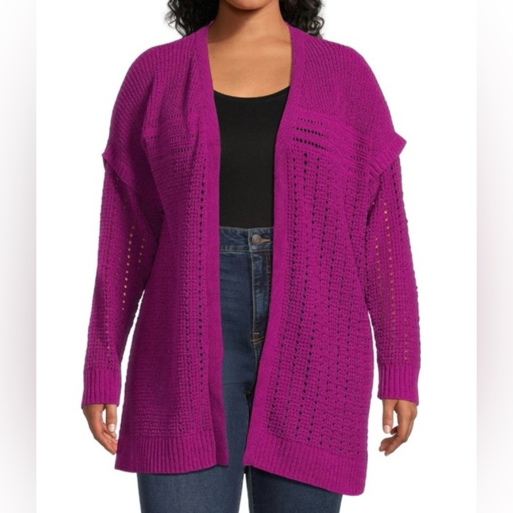 Terra & Sky Plus Open Front Cardigan - Picture 2 of 12